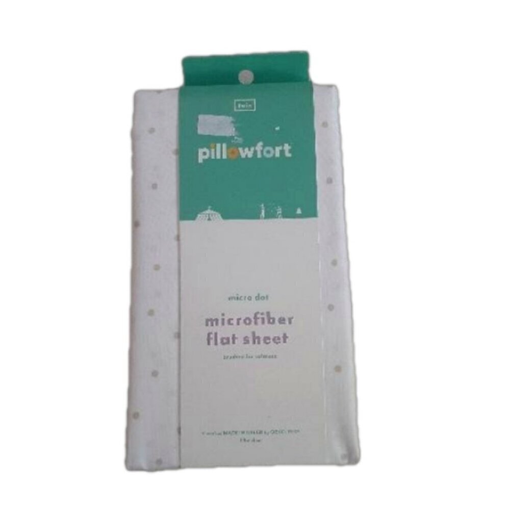 Pillowfort Target NWT Twin Microfiber White Gray Dot Flat Sheet